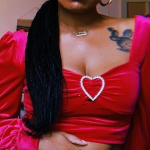 Crushed velvet cropped blouse